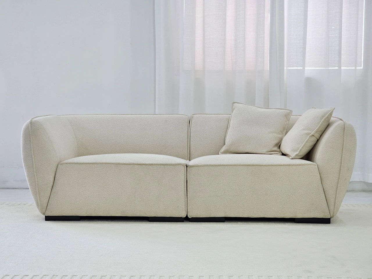 Modern Upholstered Beige Sofa